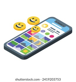 Picture online sales icon isometric vector. Self economy. Website company