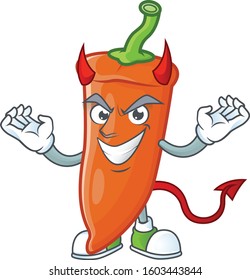 Picture of orange chili as a Devil cartoon mascot