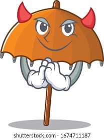 A picture of orange umbrella in devil cartoon design