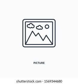 Picture outline icon. Simple linear element illustration. Isolated line Picture icon on white background. Thin stroke sign can be used for web, mobile and UI.