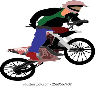 The picture I painted depicts a person riding a thriil motorbike