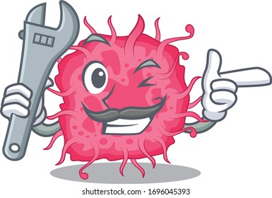 A picture of pathogenic bacteria mechanic mascot design concept