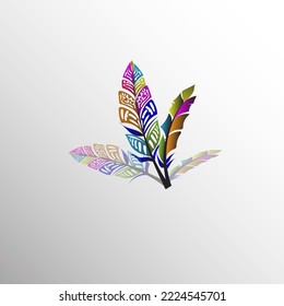 imagen de plumas estampadas con colores vivos eps 10