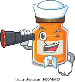 A picture of peach jam working as a Sailor with binocular