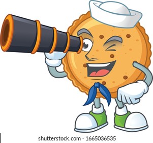A picture of peanut butter cookies Sailor style with binocular
