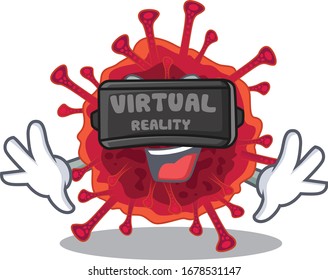 A picture of pedacovirus character with Virtual reality headset