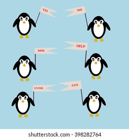 Picture with penguins and tablets