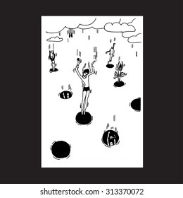Picture of people who are falling down from the sky.