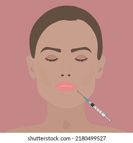 picture of a person's face. lip and face correction injections. advertising.