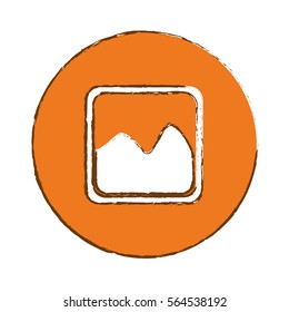 picture or photo icon over orange circle and white background. colorful design. vector illustration