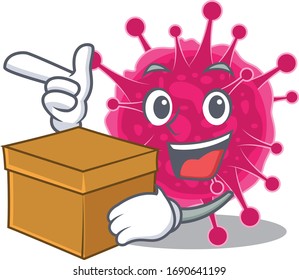 An picture of picornaviridae cartoon design concept holding a box
