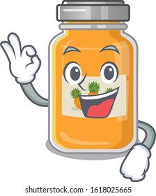 A picture of pineapple jam making an Okay gesture