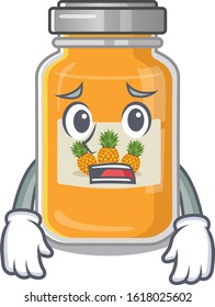 A picture of pineapple jam showing afraid look face
