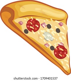picture of pizza slice isolated on a white background.vector illustration