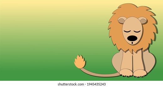 Picture with a place for text, lion cub sitting, Vector illustration