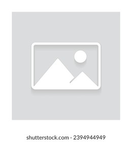 Picture placeholder symbol with drop shadow for the app, website, or user interface design. No photo thumbnail graphic element. No found or available image in the gallery or album. Vector illustration