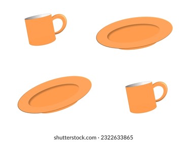 picture of plates and glasses Suitable for making place mats for the dining table.