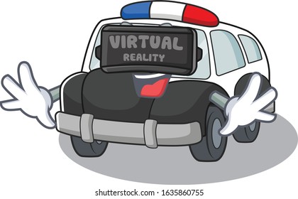 A Picture of police car character wearing Virtual reality headset