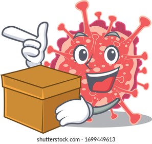 An picture of polyploviricotina cartoon design concept holding a box