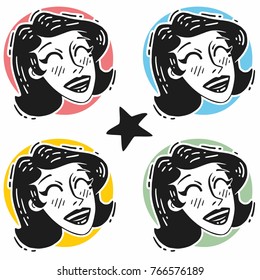 picture portrait of a beautiful happy girl laughing set