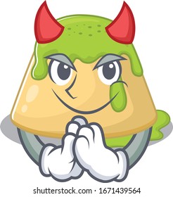 A picture of pudding green tea in devil cartoon design