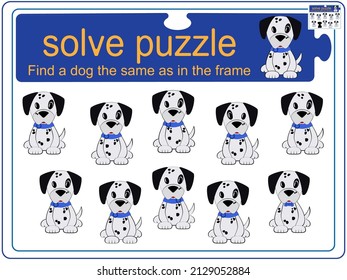 Picture puzzle for child development with cartoon dogs
