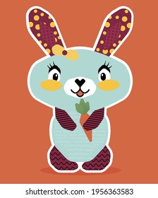 Picture of rabbit for cut. Children's cartoon bunny.