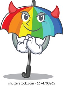 A picture of rainbow umbrella in devil cartoon design