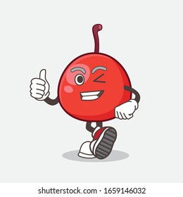A picture of Red Berry cartoon mascot character making Thumbs up gesture