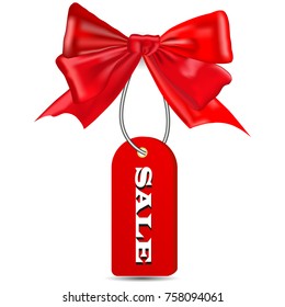Picture of a red bow with a beige for sale
