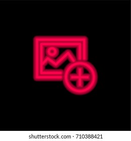 Picture red glowing neon ui ux icon. Glowing sign logo vector