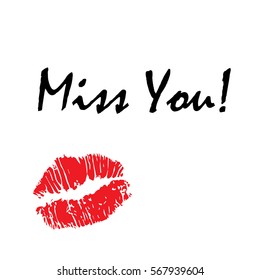 Picture of red lips text - Miss you!