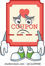 A picture of red love coupon showing afraid look face