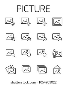 Picture Related Vector Icon Set. Well-crafted Sign In Thin Line Style With Editable Stroke. Vector Symbols Isolated On A White Background. Simple Pictograms.