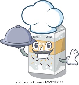 Ein Bild von Reismilch als Chefkoch, der Essen auf dem Tablett serviert