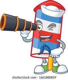 A picture of rocket USA stripes Sailor style with binocular