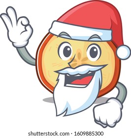 A picture of Santa apple chips mascot picture style with ok finger