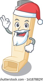 A picture of Santa asthma inhaler mascot picture style with ok finger