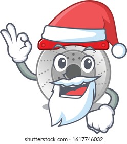 A picture of Santa car brake mascot picture style with ok finger