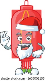 A picture of Santa chinese traditional paper mascot picture style with ok finger