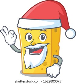 A picture of Santa emmental cheese mascot picture style with ok finger