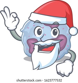 A picture of Santa leukocyte cell mascot picture style with ok finger