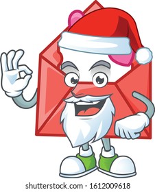 A picture of Santa love letter mascot picture style with ok finger