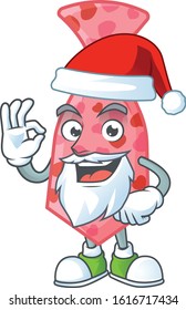 A picture of Santa pink love tie mascot picture style with ok finger