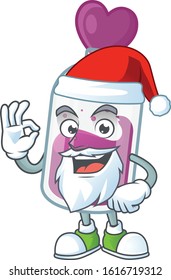 A picture of Santa purple potion mascot picture style with ok finger