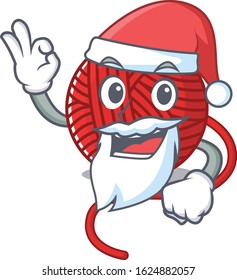 A picture of Santa red wool yarn mascot picture style with ok finger