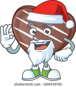 A picture of Santa stripes chocolate bar mascot picture style with ok finger