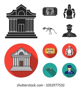 Picture, sarcophagus of the pharaoh, walkie-talkie, crown. Museum set collection icons in black, flat style vector symbol stock illustration web.