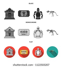 Picture, sarcophagus of the pharaoh, walkie-talkie, crown. Museum set collection icons in black, flat, monochrome style vector symbol stock illustration web.