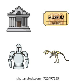 Picture, sarcophagus of the pharaoh, walkie-talkie, crown. Museum set collection icons in cartoon style vector symbol stock illustration web.